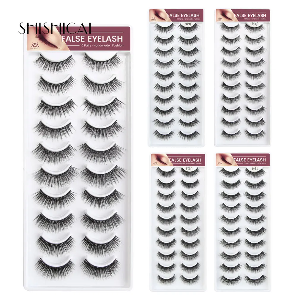 10 pairs/pack Faux 3d Mink Lashes Natural False Eyelashes Extension Soft Mink Eyelashes Beauty Makeup Cruelty free