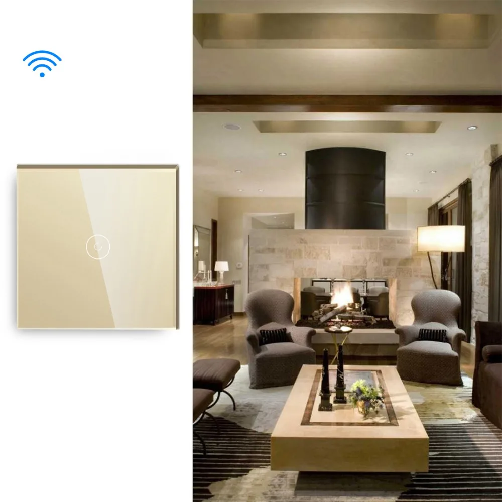BSEED, ЕС, сенсорный Wi-Fi светильник, 1 комплект, 1 способ, умный переключатель, беспроводной Wifi переключатель, белый, черный, золотой цвета, для умного дома