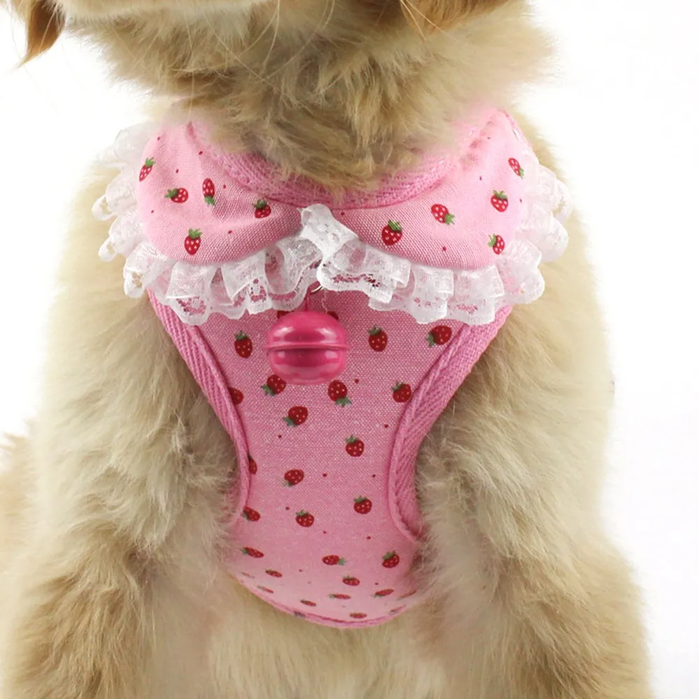 Lace Dog Harness And Leash Set Soft Mesh Pet Puppy Cat Vest Lead For Small Medium Dogs Cats Pink/Camouflage/Gray S-XL