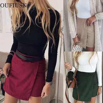

Oufisun Women Korean Irregular Lady Skirt Female Sweet High Waist A-line Mini Skirt Vintage Casual Basic Women Solid Skirt Chic
