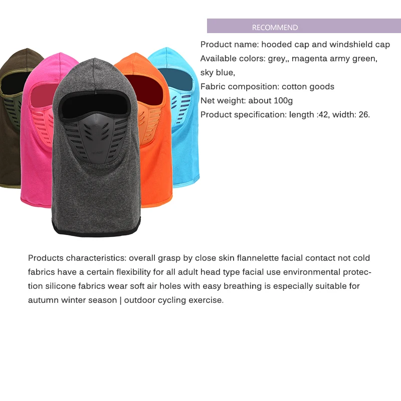 Cycling Headgear Warm Windproof Breathable Soft Outdoor Cycling Skiing Motorcycling Accessories Full Face Hat Ski Face Mask