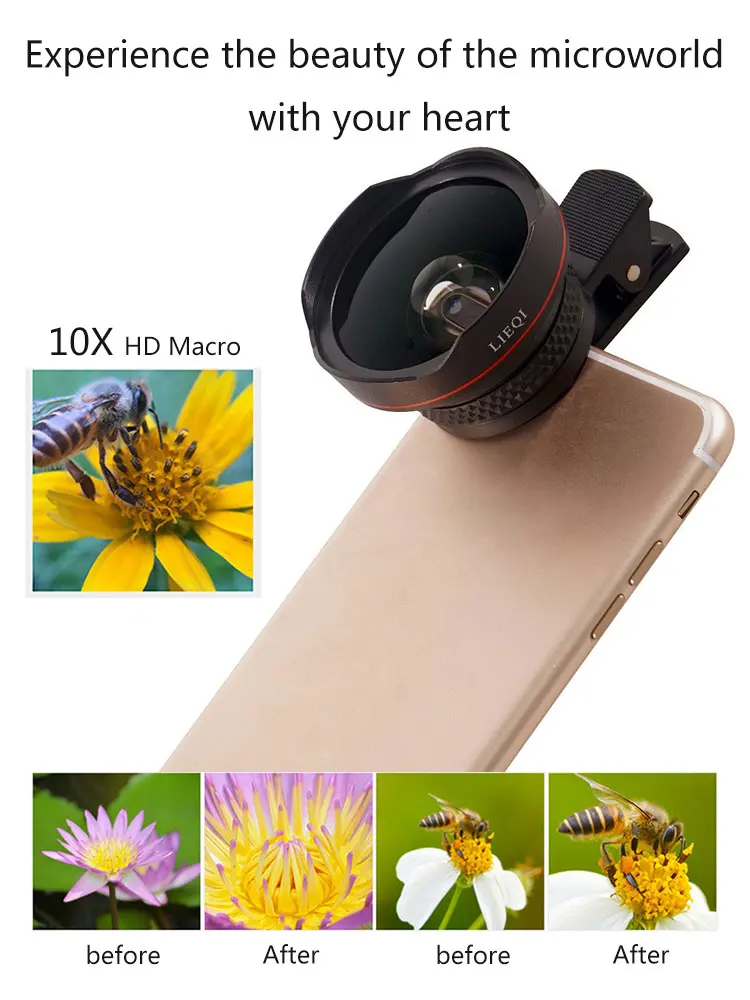 

Camera Lens Kit 0.6X Wide Angle Lens And 10X Macro Lens Universal HD Mobile Phone Lens for All Phone