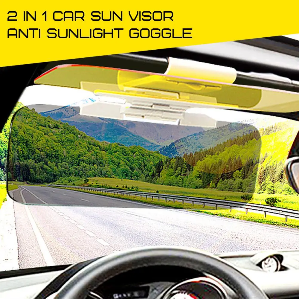 2 in 1 Auto Sonnenblende Anti Sonnenlicht Dazzling Glas Goggle Tag Nacht  Vision Innen Fahren Spiegel UV Falten Flip unten Klare Sicht