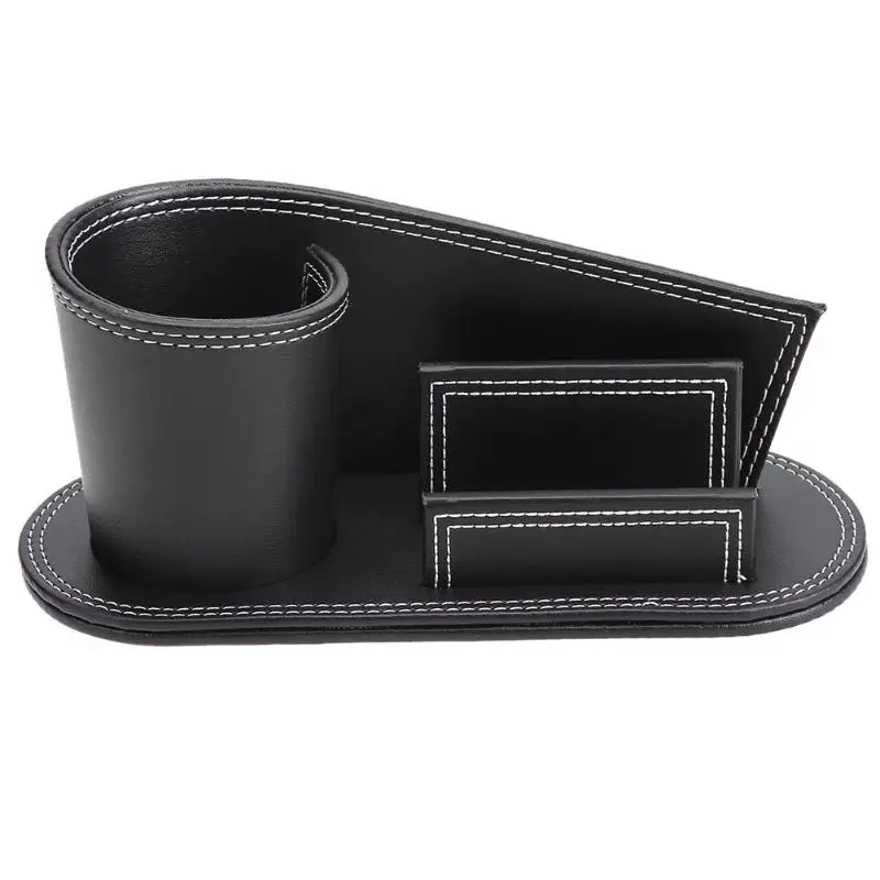 

Multifunction Pu Leather Pen Holder Pencil Stationery Container Office School Desk Organizer Desktop Card Storage Box Accessory