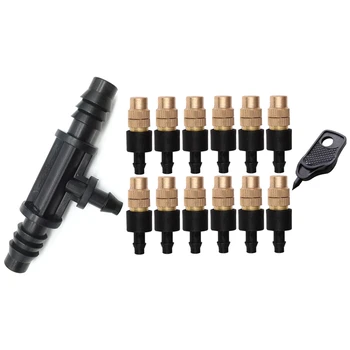 

10x Tee Connector Use in the 8/11mm Tube Change in 4/7mm Barbed Connector & 12 Set Copper Adjustable Spray Nozzle Spray