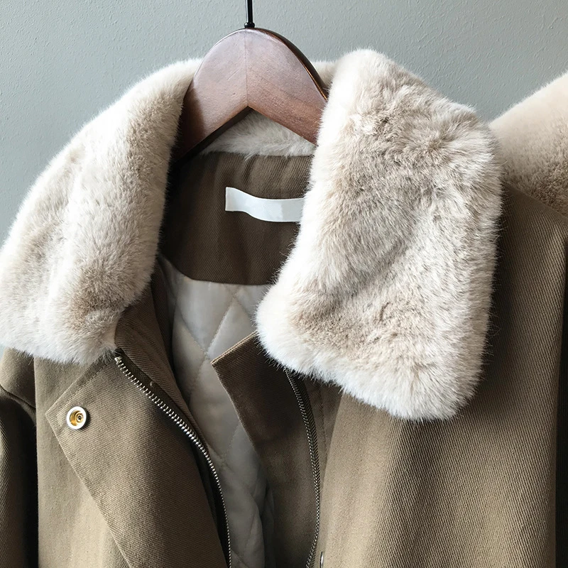 Зимнее женское меховое пальто средней длины с отложным воротником, винтажное женское теплое пальто коричневого цвета, зимняя одежда больших размеров