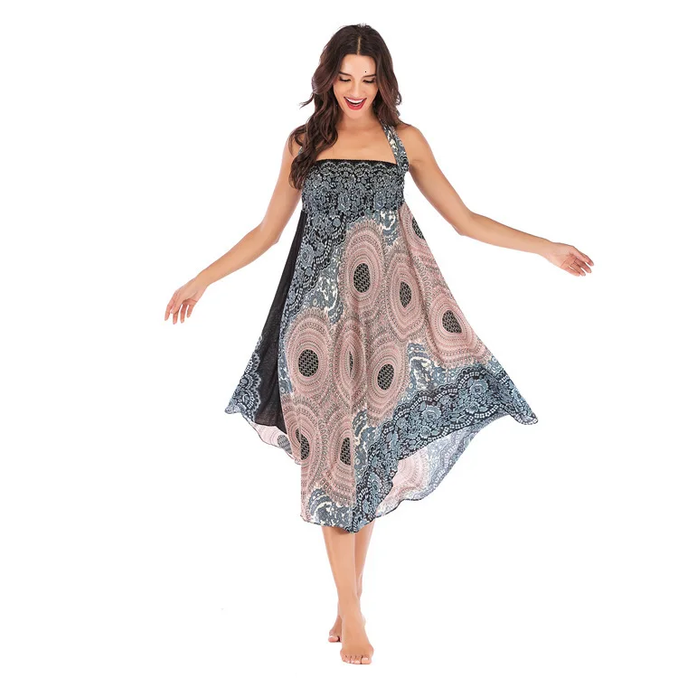 Дешевые Высокая Талия Повязки юбка Таиланд с короткой юбкой пляжный отдых юбка для танцев в богемном стиле индийские хлопковые шелковые платье с фатиновой юбкой