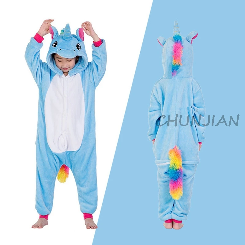 Теплая Пижама для мальчиков с динозавром из мультфильма и животными; Фланелевая пижама с радугой и единорогом для девочек; Пижама для малышей; Детский костюм с пандой для сна - Цвет: LA13