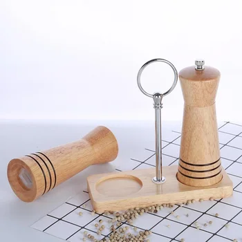 

1 Set Creative Pepper Grinder with Salt Pot Manual Pepper Mill Wood Bottle Salt Mill Cruet Cooking Grinding Tool (Khaki)