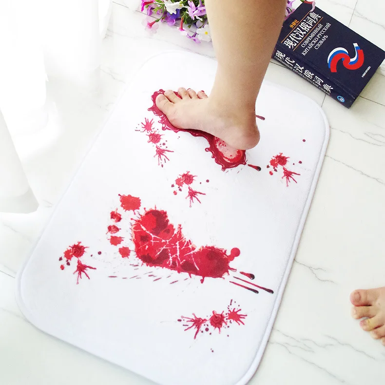 40*60 см кровяные следы противоскользящие креативные ноги пятна крови ковер Ужасы кровяные следы отпечатанные двери коврик