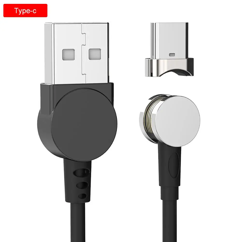 Магнитный кабель передачи данных 3 в 1 Магнитный зарядный кабель Micro USB и type C 180 градусов под прямым углом цинковый сплав+ TPE материал