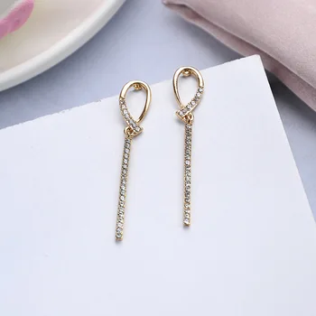 

Simple Elegant Diamond Ear Stud Trending Light Luxury Versatile Long Earring