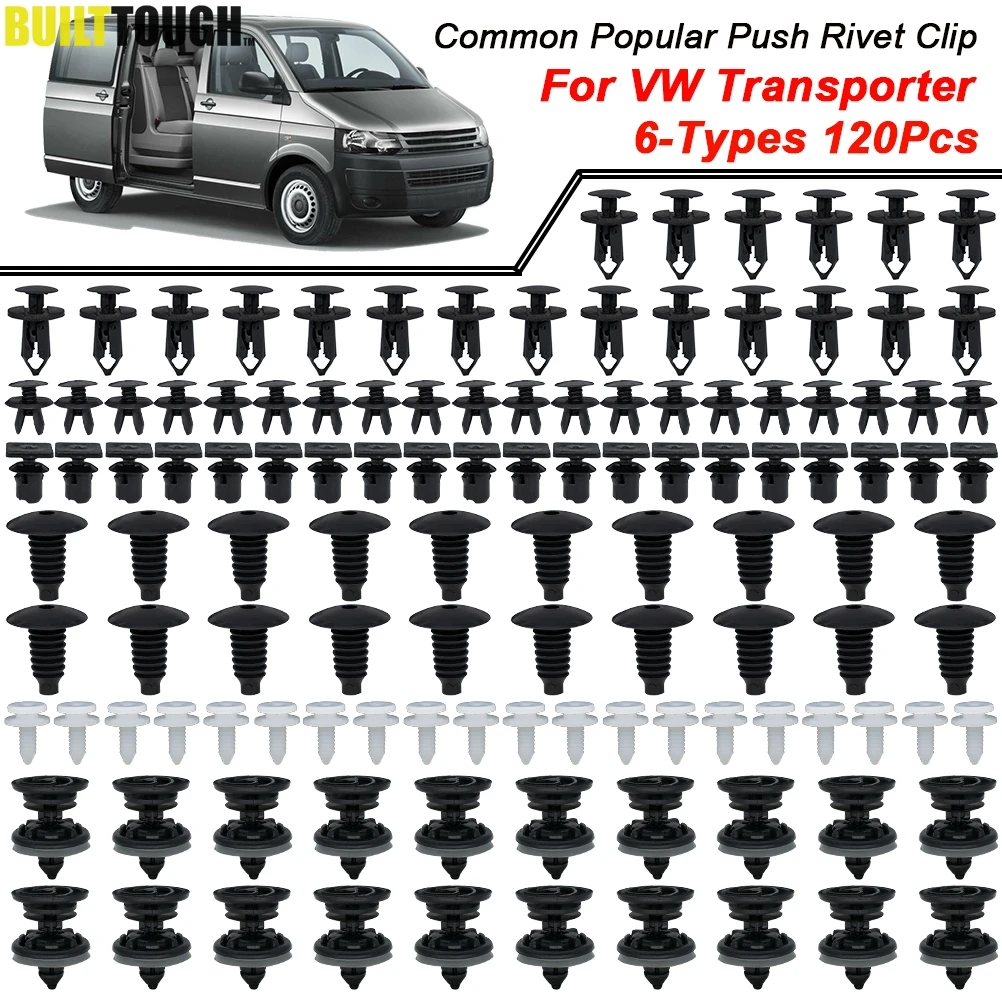6 Dimensioni 120 Pz Pannelli Di Rivestimento Portiera Auto Clip Corpo Auto Push Pin Rivetto Tetto Interno Fermo Tappeto Per Vw Transporter T4 T5 T6