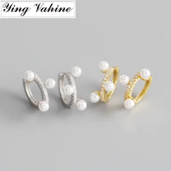 

ying Vahine 100% 925 Sterling Silver Small White Beads Stud Earrings for Women