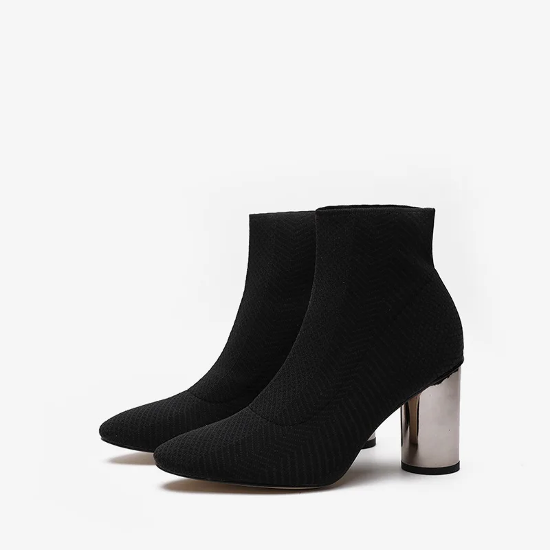 

2019 New Style Spring And Autumn Za Series RA Socks Boots Women's Europe And America Pointed-Toe Tube High-Heel Gold Plated Boot