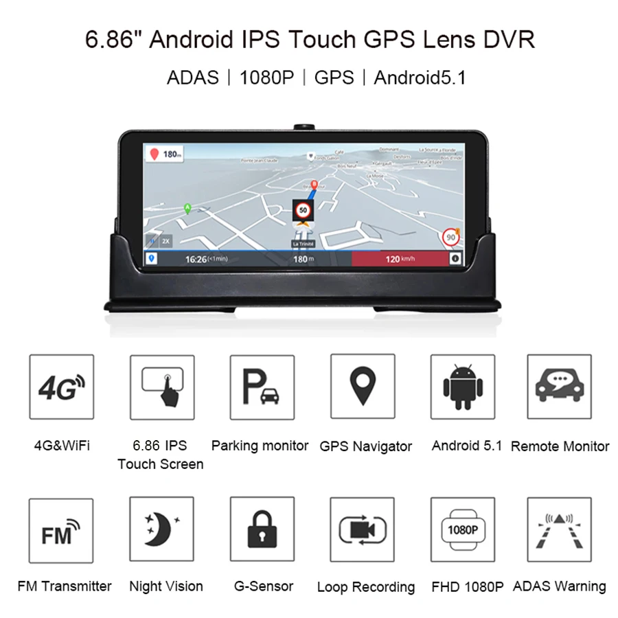 Anfilite 7 дюймов 1024*600 Android gps навигация ips экран Автомобильный видеорегистратор видеокамера FM wifi грузовик 16 Гб DDR 1G автомобиль gps