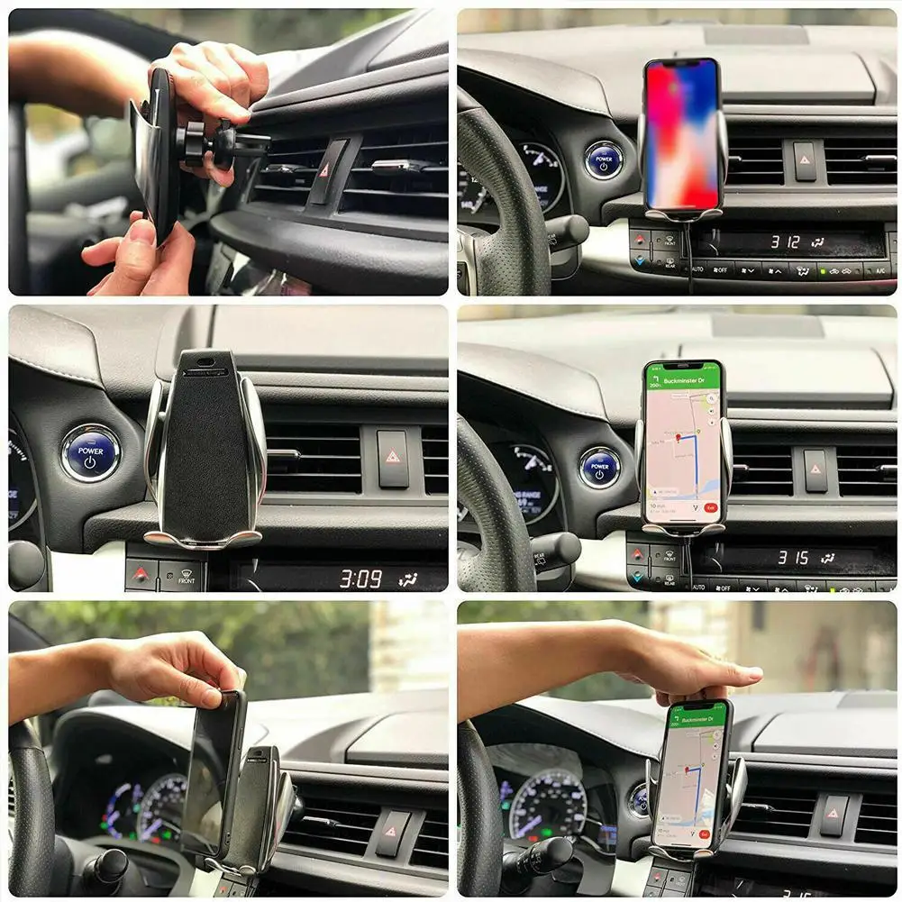 360 Вращение 10 Вт автомобильное беспроводное зарядное устройство для iPhone XS X 8 Авто держатель мобильного телефона Быстрая зарядка держатель на вентиляционное отверстие автомобиля gps подставка