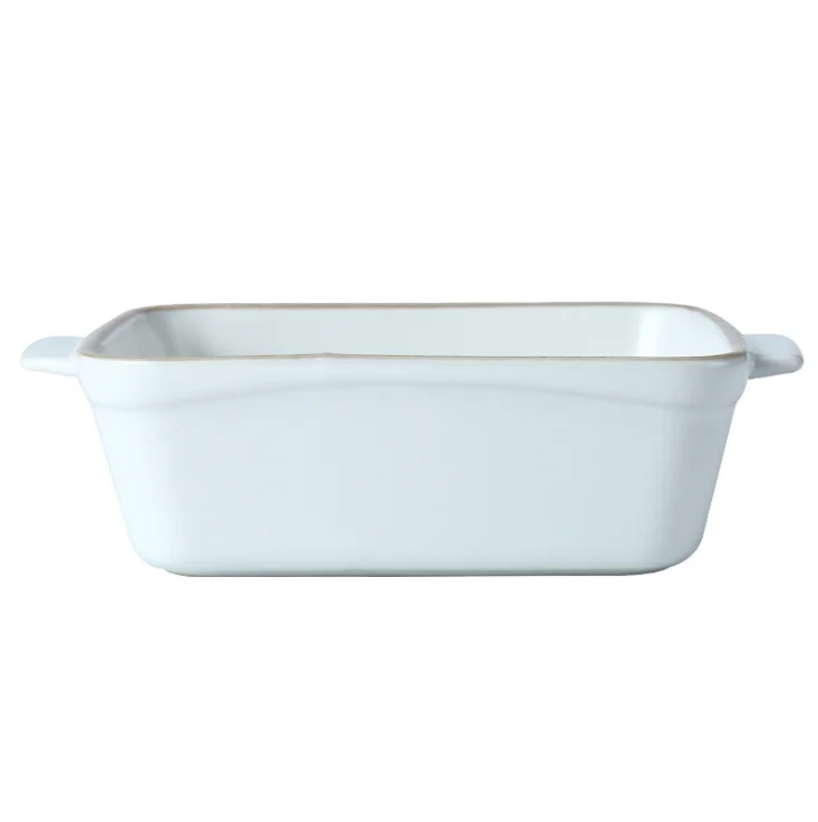 14.4*4.6cm Simple Square Baking Plate Binaural Pasta Bowls Fruit Salad Plate Household Ceramic Bowl Soup Bowl Tableware