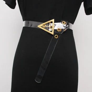 

Women PVC eyelet belt fashion 2020 metal buckle designer belts casual students dress belt waistband