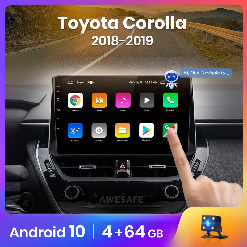 Автомагнитола AWESAFE PX9 для Toyota Corolla мультимедийный проигрыватель на Android с Bluetooth