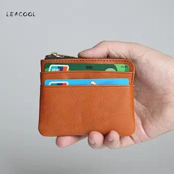 

New 100% Cowhide Genuine Leather Credit Card Case Mini ID Card Holder Small Purse For Man Slim Men's Wallet Cardholder