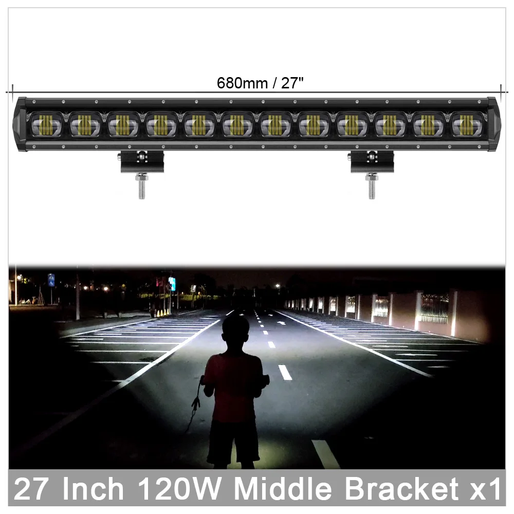 6D объектив СВЕТОДИОДНЫЙ светильник полосные лампы для 4x4 внедорожных 4WD ATV УАЗ тягачи трейлер мотоцикл 12 В 24 В Led дальнего света Подсветка Barra Offroad - Цвет: 27 Inch 120W x1