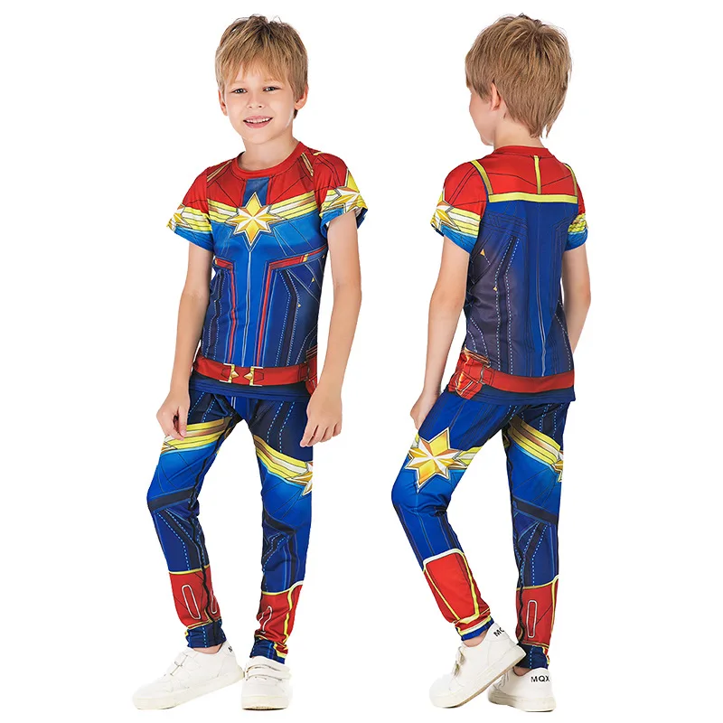 Детские Боксерские комплекты MMA, обтягивающие Майки+ штаны, Детские Рашгард MMA, тренировочные обтягивающие футболки, брюки, одежда для подростков MMA - Цвет: A