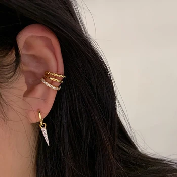 

Peri'sBox 3 Pcs/Set Micro Pave CZ Stone Clip Earrings Without Piercing Twisted Earrings for Women Plain Minimalist Ear Cuff 2020