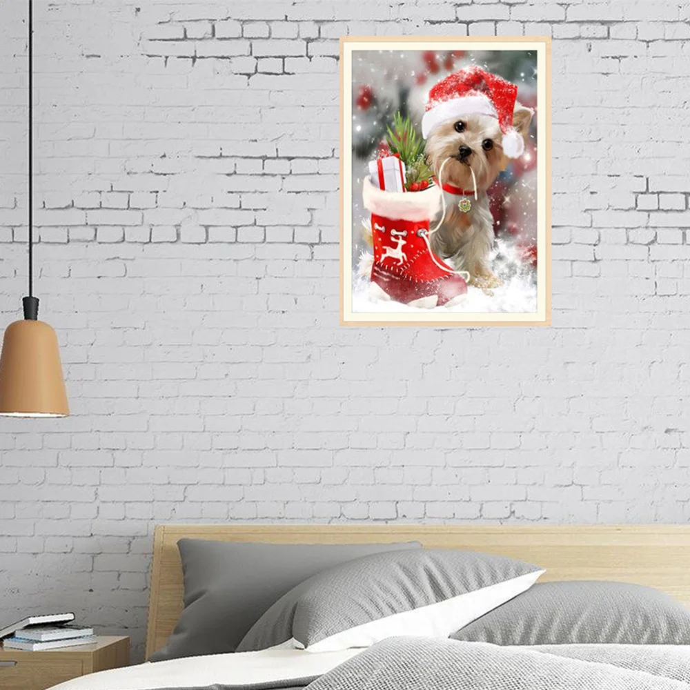 

1PC New year Christmas Puppy Diamond Painting DIY Diamond Embroidery Painting Christmas Present Dog Wall Decoration Cross Stitch