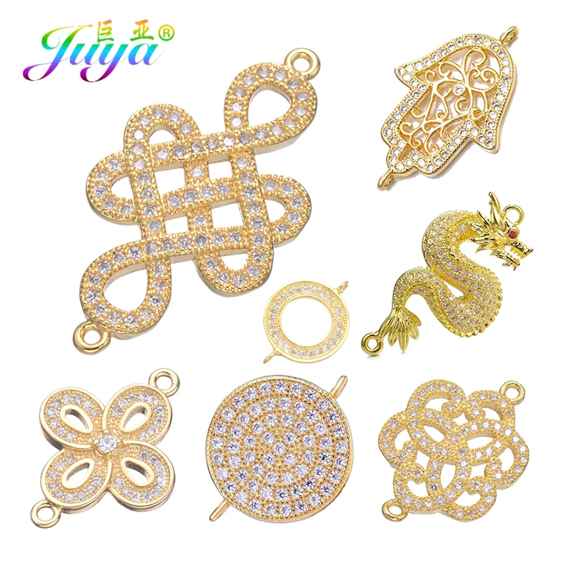 

2017 New Design Jewelry Accessory Gold Zircon Chinese Knot Pendant For Jewelry Making