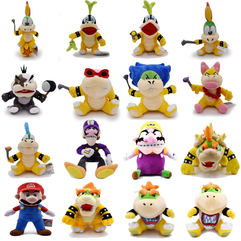 Плюшевые игрушки Super Mario Broser 24 стиля JR Kubah Koopa Dragon Bowser Waluigi Wario Lemmy Morton Roy Bully Wendy Iggy Ludwig