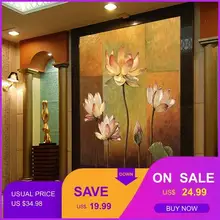 Фото обои 3D тайский стиль ручная роспись Фреска ресторан отель Гостиная Спальня Кофейня Лотос Обои фреска