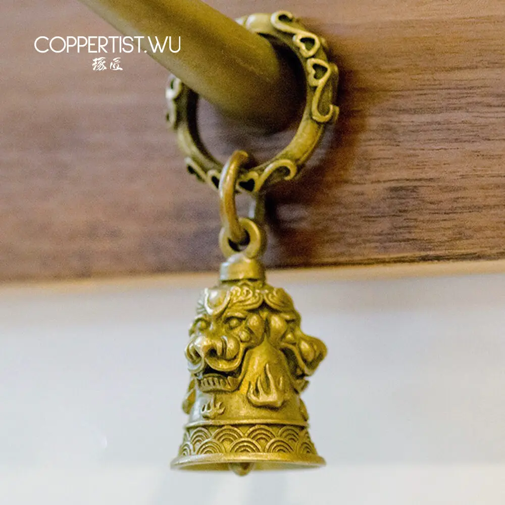 COPPERTIST.WU Бронзовый Лев Tinkle колочик брелок Подвески Брелок для ключей ручной