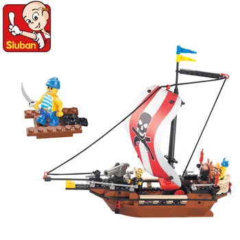 

SLUBAN 0279 Caribbean Pirates Ship Boat with Three figureset Building Blocks Children Toys Gift Kids Bricks Toys Christmas gift