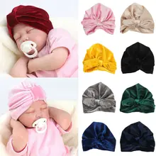 1 шт., бархатные шапки для маленьких мальчиков и девочек, тюрбан, бархатная шапка, зимняя теплая шапка, Новое поступление, милая Мягкая повязка