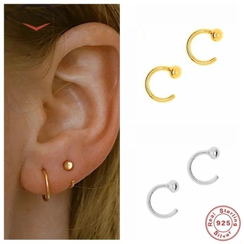 

CANNER 925 Sterling Silver Stud Earrings for Women Ear Hooks Piercing Earings Ear Bone Nose ring Fine Jewelry pendientes