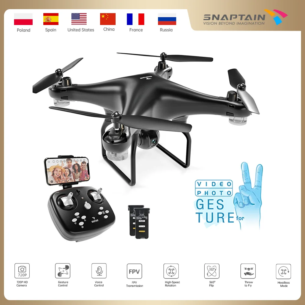 SNAPTAIN SPF600MQ Дрон с камерой WiFi FPV RC Квадрокоптер 720P HD камера Голосовое управление