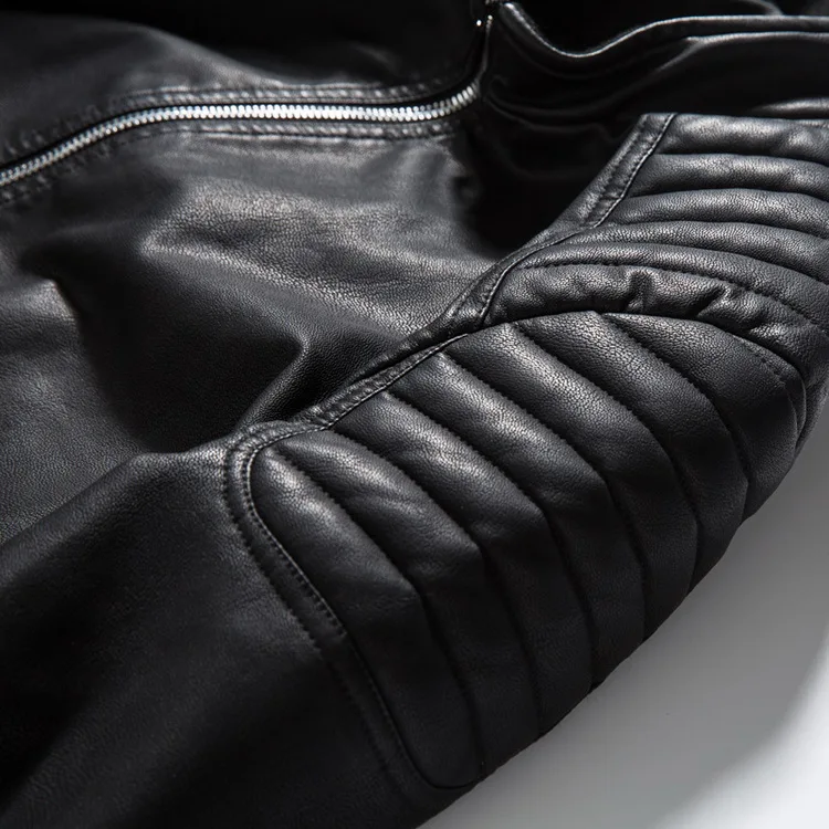 Весенне-осенняя Байкерская кожаная куртка, Мужская Меховая куртка, мотоциклетная искусственная кожа, Повседневная приталенная верхняя одежда, мужская черная одежда размера плюс M-4XL, GA455