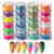 6Jars/Set 6Colors Acrylic Powder Dust Caving Powder Bulider Cave Sculpture For UV Gel Tips Glitter Nail Decoration Powder HFR30
