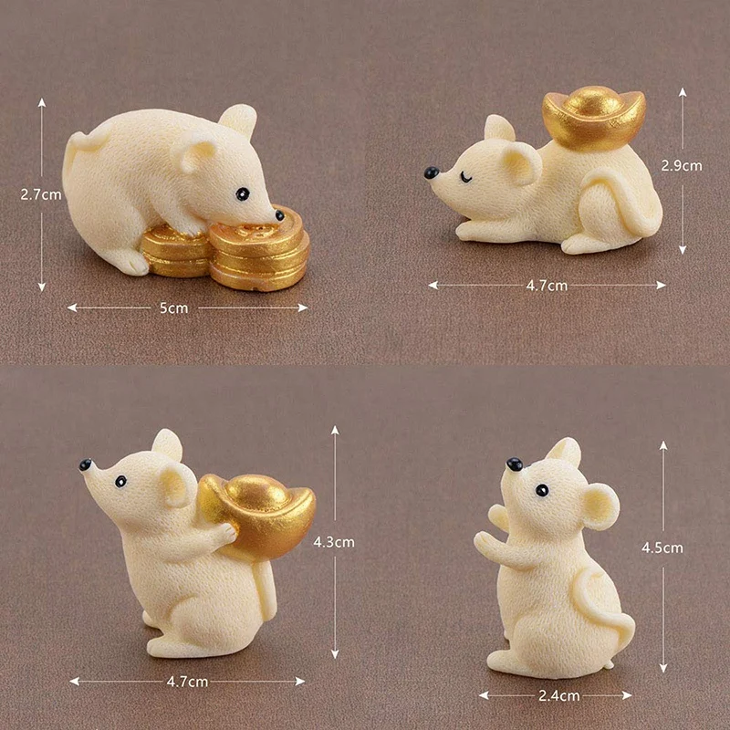  8 Pcs Miniature Rat Office Table Desk DIY Dollhouse Decorating Figurines Resin Money Adorable Rats 
