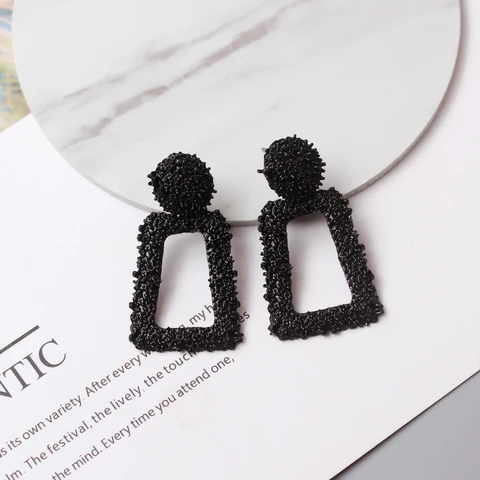 Vintage Hollow Geometric Statement Drop Earrings for Women ZA Jewelry Metal Brincos Fashion Jewelry Trendy Party Gift