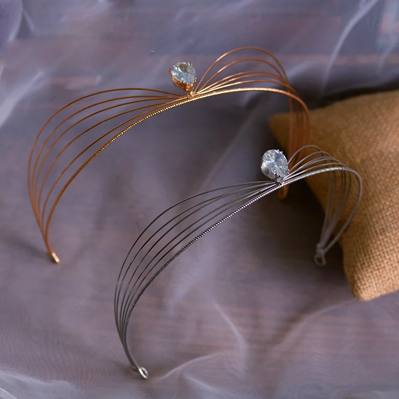 Simple Gold/Silver Crystal Wedding Headband Bridal Tiaras Crown Set Hair Accessory Prom Headdress | Украшения и аксессуары