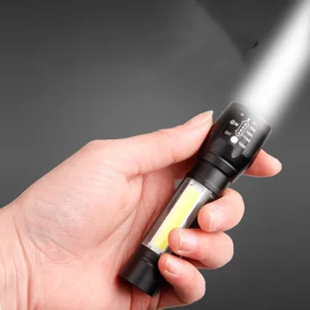 

1PC New Applicable LED Small Flashlight Strong Light Zoom USB Charging Set Mini Flashlight with Side Light