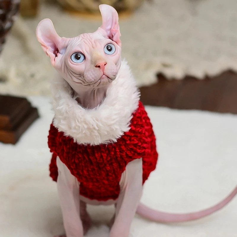 Winter Warm Cat Clothes Handmade Soft Cats Knitted Sweater Outfit