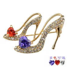 Красный Циркон обувь на высоком каблуке брошь высшего класса крутой моды цирконовый корсаж шарф пряжка завод прямые продажи