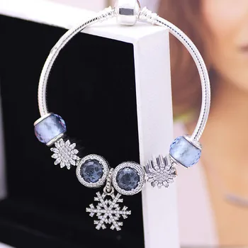 

925 Silver Ice Crystal Snow Sea Heart Cat Eye Fashion Snake Bone Beaded Bracelet For Women Wedding Party Gift Fashion Jewelry