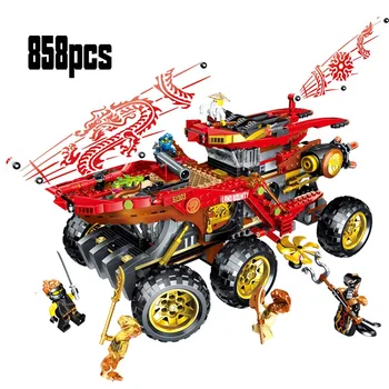 

New 858pcs Ninja Land Bounty Truck Model Building Blocks Compatible Lepining 70677 Ninjagoes Kids Toy Bricks