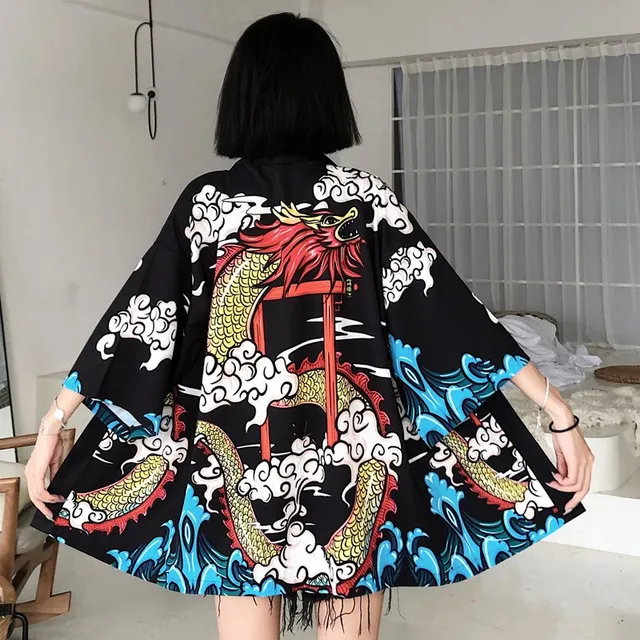 fregthf Kimono Donna Uomo 2021 Giapponese Kimono Cardigan Cosplay Camicia Camicetta per Le Donne Giapponese Yukata Femminile Summer Beach Kimono