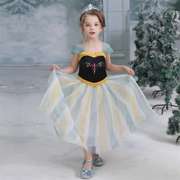 

Send crown Baby Girls Dress Christmas Anna Elsa Cosplay Costume Summer Girl Princess Dress for Birthday Party Vestidos Menina
