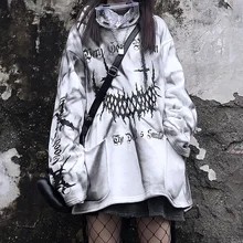 

FAKUNTN Gothic Hoodie Harajuku Print Sweatshirt Women Death Note Japan Style 2021 Autumn Winter Long Sleeve Grunge Alt Clothes